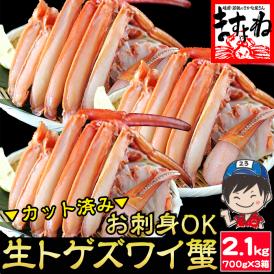 お刺身ok！カット済みで食べやすい生ずわい蟹！お得な3箱セット！