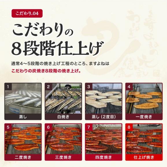 ＼父の日ギフトにおすすめ／本格 炭火焼き 我が家のうなぎ蒲焼き 1.1kg(約220g×5尾)[中国産] (タレ･山椒付) HACCP管理【鰻/ウナギ/ギフト/父の日/送料無料/ますよね】05