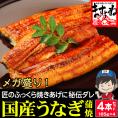 ［価格値下げ!!］国産 特大うなぎ蒲焼き 約165g×4本 [鹿児島･愛知･宮崎県産]【国産うなぎ/ウナギ/鰻/ウナギ蒲焼き/ギフト/土用の丑の日/お中元/送料無料/ますよね】