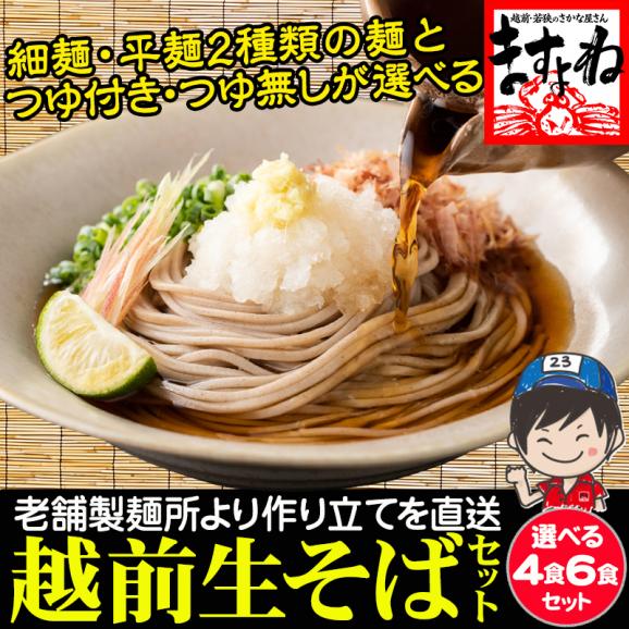 《期間限定セール》越前そば [選べる 平麺 or 細麺 / つゆ付4食 or つゆ無6食]【蕎麦/ソバ/生麺/年越しそば/メール便/送料無料/ますよね】01