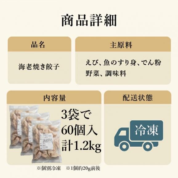 驚異のエビ含有率70％!! エビ好きのための海老餃子 60個入(20個入&times;3袋)【エビギョウザ/えび餃子/ぎょうざ/ギョウザ/海老/えび/焼き餃子/点心/水餃子/ギフト/送料無料/ますよね】06