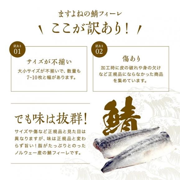 ［価格値下げ!!］骨取り済 無塩 無添加 トロ鯖フィーレ 1kg 7-10枚 冷凍【鯖フィレ/お弁当/とろ鯖/サバ/焼き魚/ギフト/送料無料/ますよね】04