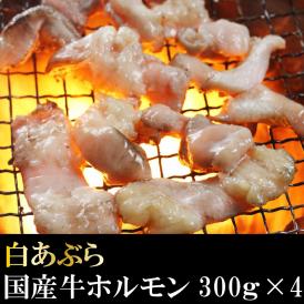 白あぶら国産牛ホルモン 300ｇ×4  ホルモン バーベキュー BBQ 焼肉 牛ホルモン もつ鍋  ホルモン焼き 送料無料