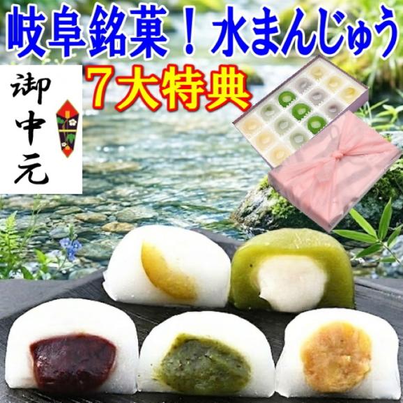 【送料無料】5種類の水まんじゅう15個入 栗きんとん/梅入り/小豆こしあん/抹茶白あん/やぶきた茶あんの水饅頭 各3個 合計15個入01