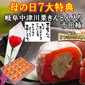 母の日【送料無料】栗柿20個入り プレゼント スイーツ 和菓子 お菓子 花とスイーツ 花 以外 ギフト 造花の カーネーション ＆ 選べるメッセージーカード ＆ 風呂敷ラッピング