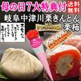 母の日【送料無料】栗きんとん5個・栗柿5個入り プレゼント 和菓子 花とスイーツ 以外 ギフト 造花のカーネーション & 選べるメッセージーカード & 風呂敷ラッピング