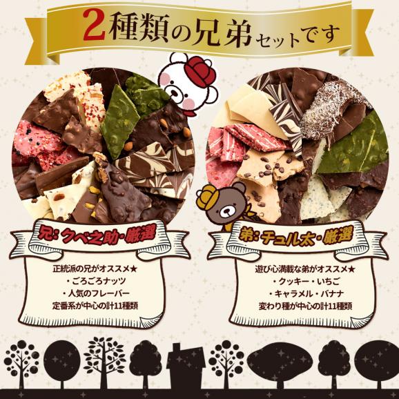 【チョコ今季販売終了】 割れチョコ チョコレート 訳あり 山盛りChocolateBrothers 合計2kg クベ之助(1kg)とチュル太(1kg) 兄弟セット クベ之助とチュル太 03