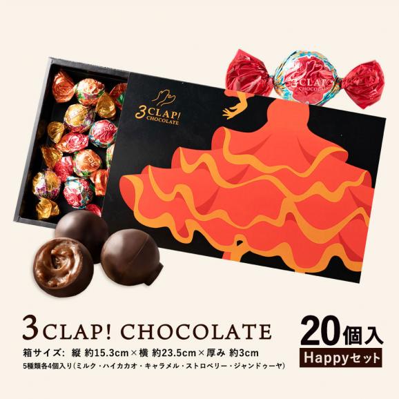 チョコレート チョコ 3CLAP! CHOCOLATE Happyセット 20個入 ( 全5種類/各4個 ) [ 送料無料 かわいい スリークラップ チョコレート スイーツ 本格クーベルチュール使用 04