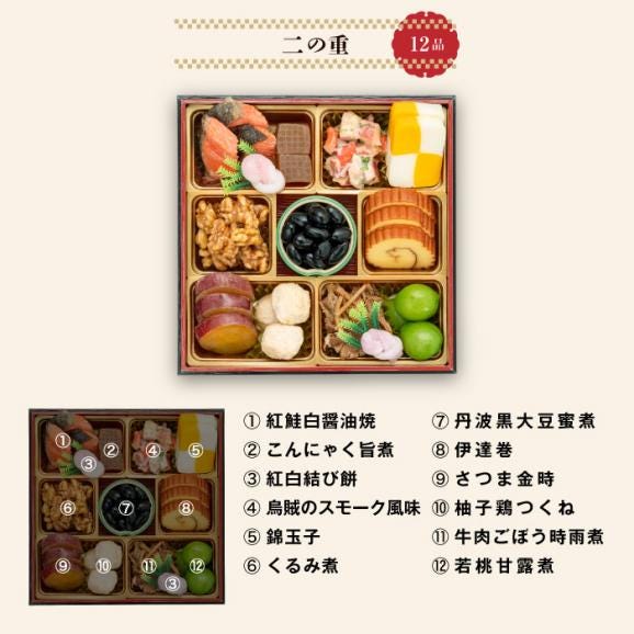 【全国送料無料】おせち 3人前 三段重 解凍不要 冷蔵「おもいやり」千賀屋謹製2026年 和風 全38品05