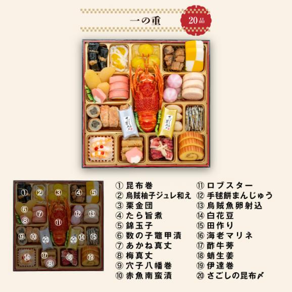 【早期割引中】【全国送料無料】おせち 4～5人前 三段重 解凍不要 冷蔵「福寿千」千賀屋謹製 2026年 和風 全59品04