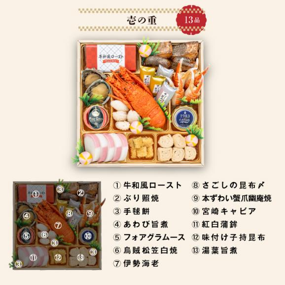 【早期割引中】【全国送料無料】おせち 6～7人前 与段重 解凍不要 冷蔵「千ノ幸」千賀屋謹製 2026年 和風 全58品03