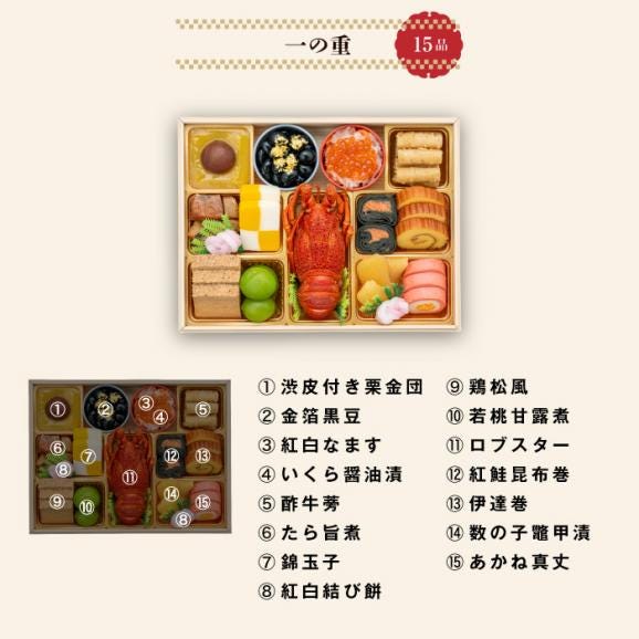 【早期割引中】【全国送料無料】おせち 4～5人前 三段重 解凍不要 冷蔵 「天寿千」千賀屋謹製 2026年 和風 全45品04