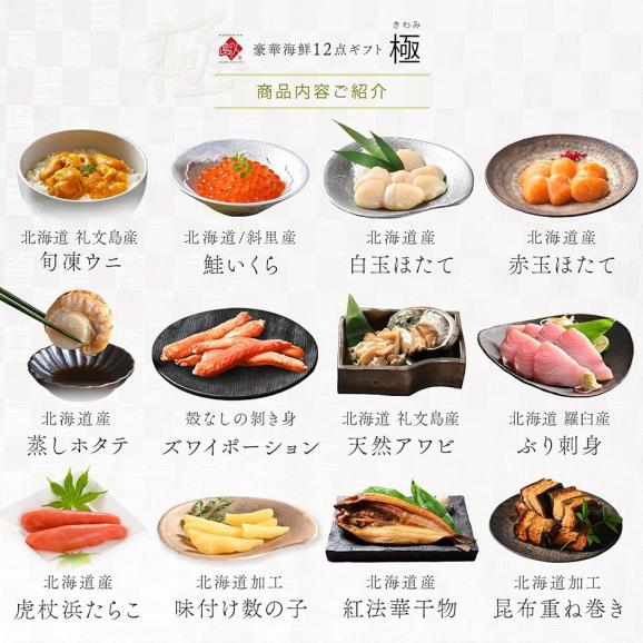 北海道 高級海鮮12点セット 極(きわみ)【ウニ・アワビ入り】【送料無料】05