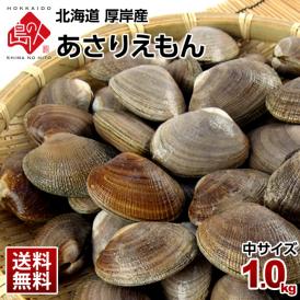 北海道厚岸の海で育った大きめアサリ　1kgパックは送料無料でお買得！