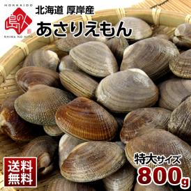 北海道 厚岸産 ごろっと殻付特大あさり 800g(あさりえもん)獲れたてをお届け【水揚げがあり次第発送】【送料無料】【砂出し済】ブランドあさり 浅利 北海道 貝 お取り寄せグルメ