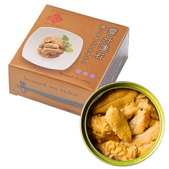 礼文・利尻島産 蒸しうに(キタムラサキウニ) 缶詰160g(80g×2)  無添加【送料無料】　雲丹 ギフト 北海道 内祝い お返し 贈り物 海鮮 食品 食べ物 お取り寄せグルメ06