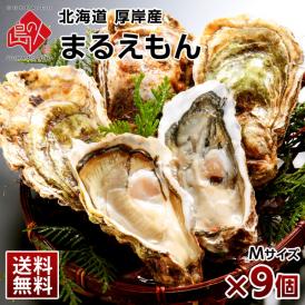 【水揚げ次第お届け】北海道 厚岸産 牡蠣 (まるえもん) 殻付き 9個(Mサイズ)【送料無料】