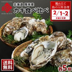 【2月1日～2月2日お届け】北海道 厚岸産 牡蠣  (カキえもん＆まるえもん) 殻付き 10個(各Lサイズ5個) 食べ比べセット【送料無料】