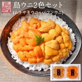 至幸の食べ比べ！島うに 2色セット 170g 北海道 礼文島産【送料無料】【ギフト箱入り】エゾバフンウニ80g・キタムラサキウニ90g　生うに 塩水 パック 雲丹  ミョウバン不使用
