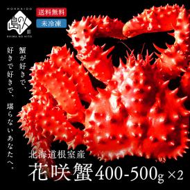 【獲れたて未冷凍】根室産 チルド花咲ガニ(姿) 400-500g前後【2尾セット】【送料無料】