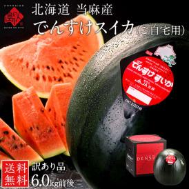 訳あり でんすけすいか 北海道 当麻産 1玉6kg前後【送料無料】ご自宅用