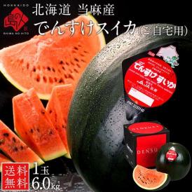 訳あり でんすけすいか 北海道 当麻産 1玉6kg前後【送料無料】ご自宅用 産地直送