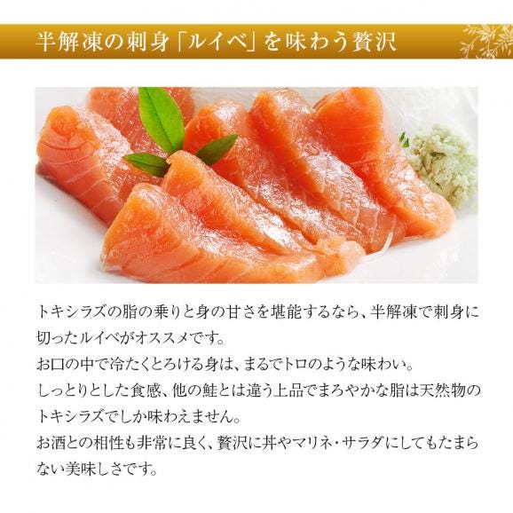 北海道産 生時鮭(トキシラズ) お刺身 300g(150g前後×2)05