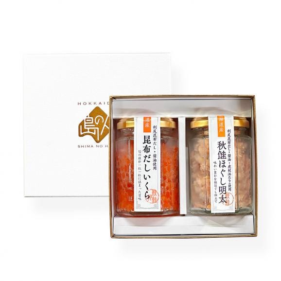 島の人 鮭親子 瓶詰めギフト(北海道産 秋鮭いくら 110g・秋鮭ほぐし明太 80g)【送料無料】02