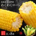 北海道 富良野産 とうもろこし　わくわくコーン　2Lサイズ&times;8本【送料無料】