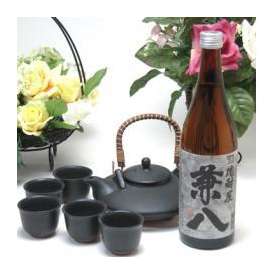 黒千代香セット5客ツル付（四ッ谷酒造 はだか麦を１００％の麦焼酎 兼八 720ml（大分県））焼酎ギフト
