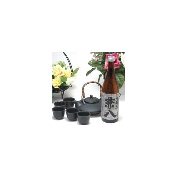 黒千代香セット5客ツル付（四ッ谷酒造 はだか麦を１００％の麦焼酎 兼八 720ml（大分県））焼酎ギフト01