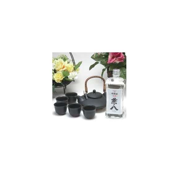 黒千代香セット5客ツル付（四ツ谷酒造　　麦焼酎　原酒　兼八　42度　720ml）焼酎ギフト01