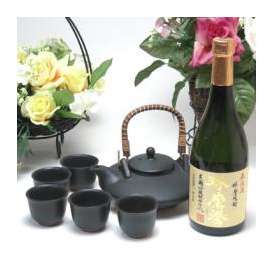 黒千代香セット5客ツル付（恒松酒造　無濾過球磨焼酎　球磨拳720ｍｌ）焼酎ギフト