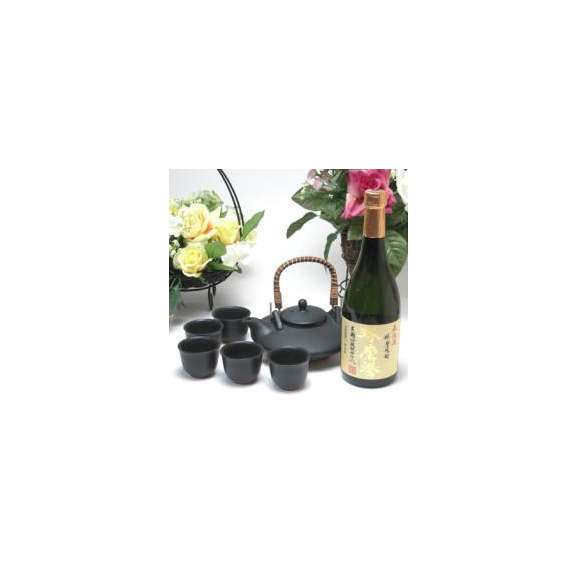 黒千代香セット5客ツル付(恒松酒造 無濾過球磨焼酎 球磨拳720ml)焼酎ギフト01