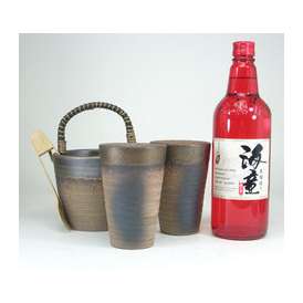 【送料無料】豪華酒器セット  陶芸作家　安藤嘉規作（芋焼酎　海童　720ｍｌ）　【父の日特集】