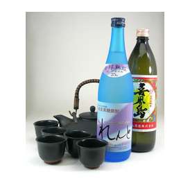 【送料無料】黒千代香5客ツル付 　【限定品】　（奄美黒糖焼酎2本セット）喜界島・れんと　720ml　【黒千代香セット】