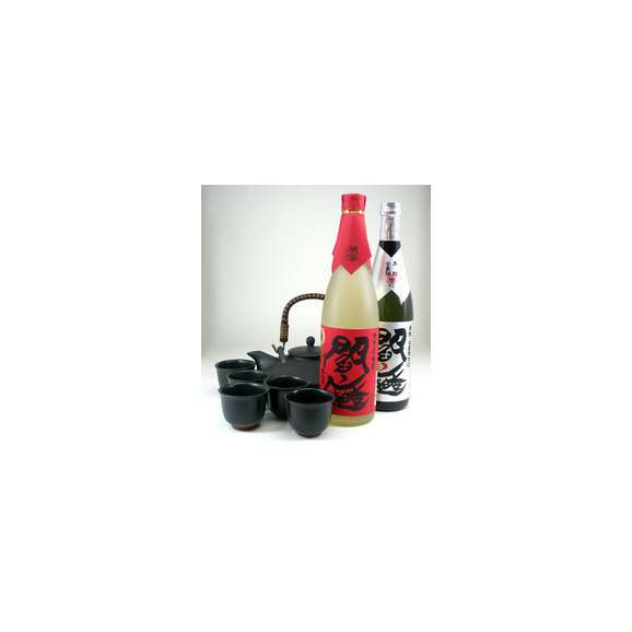 【送料無料】黒千代香セット5客ツル付 (麦焼酎黒麹閻魔・ 閻魔 720ml2本) 【黒千代香セット】01