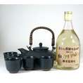 【送料無料】黒千代香セット5客ツル付（【限定酒】長期貯蔵麦焼酎　ハッピーボイス　25度720ｍｌ ）B1　【黒千代香セット】