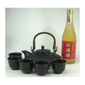 【送料無料】黒千代香セット5客ツル付（還暦限定　お屠蘇酒　500ml ）　【還暦】