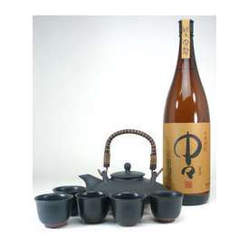 【送料無料】黒千代香セット5客ツル付（黒木本店　本格麦焼酎　中々　1800ｍｌ）　【黒千代香セット】