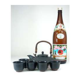 【送料無料】黒千代香セット5客ツル付（本格芋焼酎　伊佐美1800ｍｌ）　【黒千代香セット】