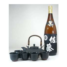 【送料無料】黒千代香セット5客ツル付（本格芋焼酎　佐藤黒　1800ｍｌ）　【黒千代香セット】