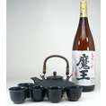 【送料無料】黒千代香セット5客ツル付(本格芋焼酎 魔王 1800ml) 【黒千代香セット】