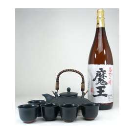 【送料無料】黒千代香セット5客ツル付（本格芋焼酎　魔王　1800ｍｌ）　【黒千代香セット】