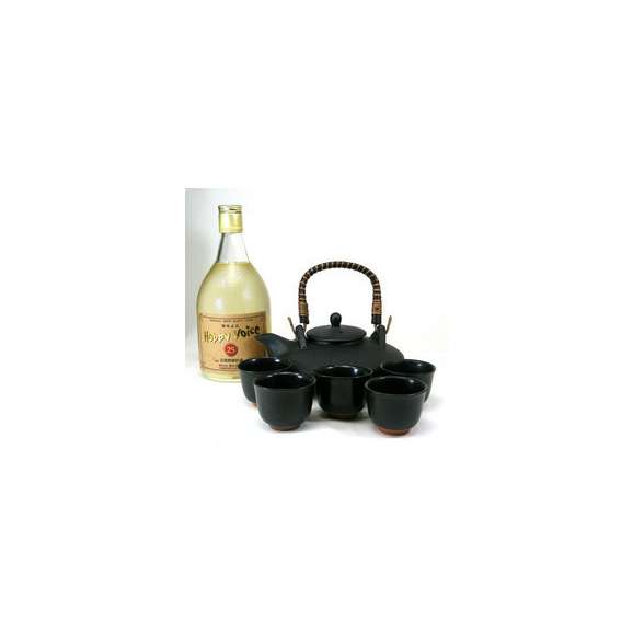 【送料無料】黒千代香セット5客ツル付3年長期樫樽貯蔵酒 麦焼酎 幸せをよぶ HappyVoice 720ml 【黒千代香セット】01