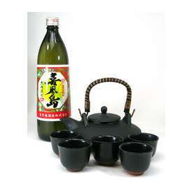 【送料無料】黒千代香セット5客ツル付上質の水を使った喜界島　黒糖焼酎 25度 900ｍｌ　【黒千代香セット】