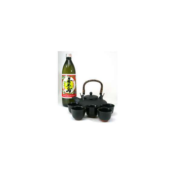 【送料無料】黒千代香セット5客ツル付上質の水を使った喜界島 黒糖焼酎 25度 900ml 【黒千代香セット】01