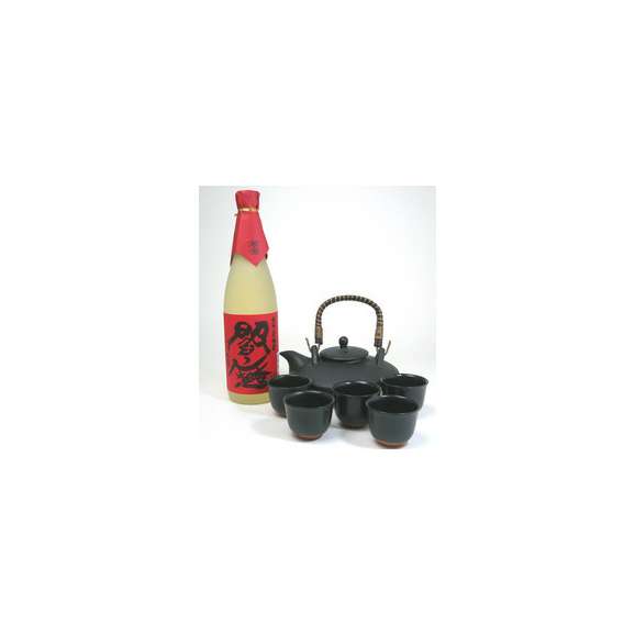 黒千代香セット5客ツル付(老松酒造 三年長期熟成麦焼酎 閻魔 720ml) 【黒千代香セット】01