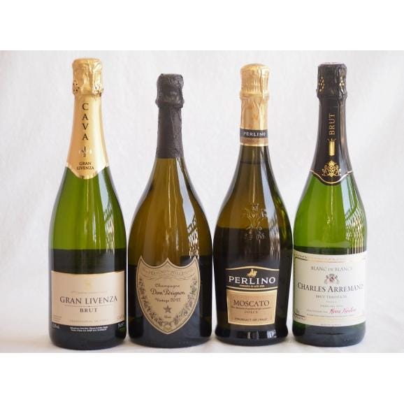 ドンペリ飲み比べ4本セット(ドンペリニヨン 白 正規輸入品750ml+世界の厳選スパークリングワイン(辛口2本、甘口1本)01