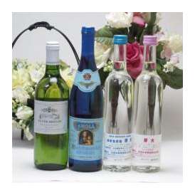 パーティワイン＆日本酒福袋4本セット　セレクション白ワイン2本と生酒原酒2本500ｍｌ